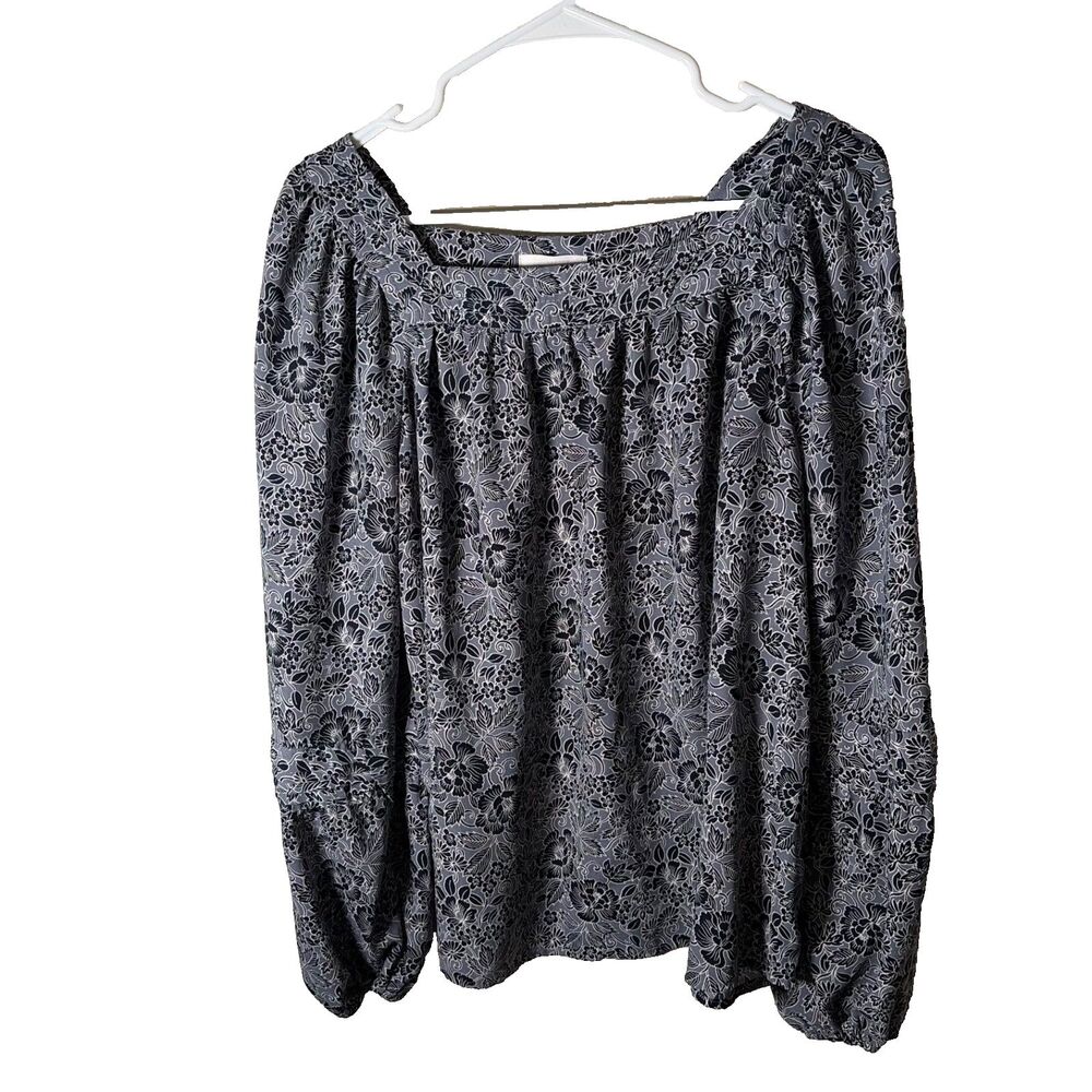 LC Lauren Conrad Blouse Women's XL Square Neck Floral Lightweight Top Shirt